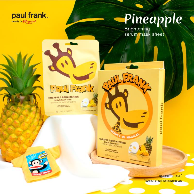 Paul Frank, TAKE & CARE,Paul Frank  Pineapple Brightening Serum Mask Sheet,แผ่นมาส์ก,พอล แฟรงก์ มาส์กหน้า,paul frank beauty,เทค แอนด์ แคร์